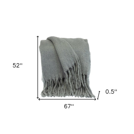 Super Soft Gray Soft Solid Color Handloomed Throw Blanket HomeRoots