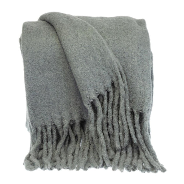 Super Soft Gray Soft Solid Color Handloomed Throw Blanket HomeRoots