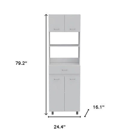 79" White Pantry Cabinet with Three Shelves