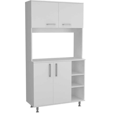 71" Modern White Pantry Cabinet with Five Shelves