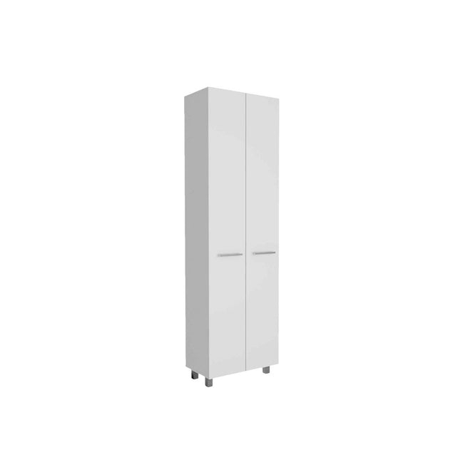 78" Modern White Pantry Cabinet with Two Full Size Doors HomeRoots