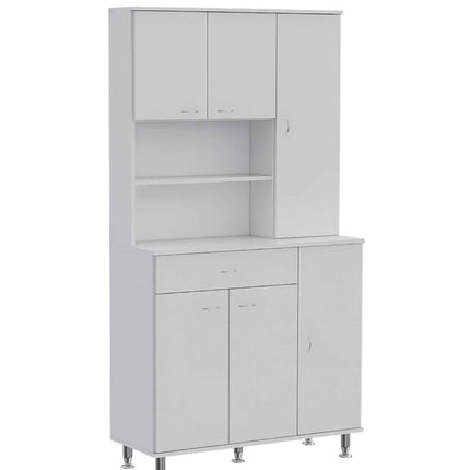 67" White Pantry Cabinet with Five Storage Shelves