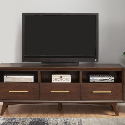 64" Brown Mahogany Solid Wood Open Shelving TV Stand HomeRoots