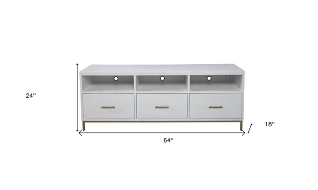 64" White Mahogany Solid Wood Open Shelving TV Stand HomeRoots