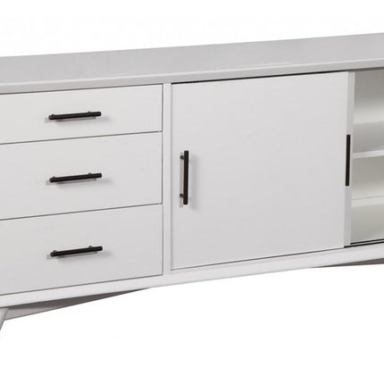 64" White Mahogany Solid Wood Enclosed and Open Storage TV Stand HomeRoots