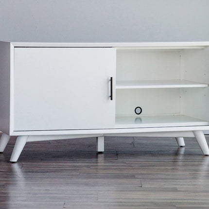50" White Solid Wood Cabinet Enclosed Storage TV Stand