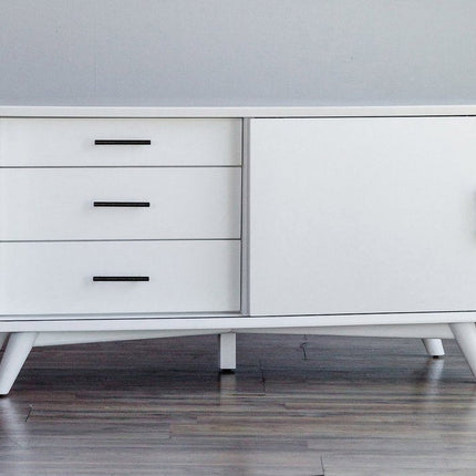 50" White Solid Wood Cabinet Enclosed Storage TV Stand HomeRoots