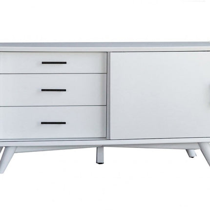 50" White Solid Wood Cabinet Enclosed Storage TV Stand