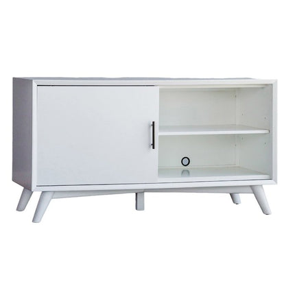 50" White Solid Wood Cabinet Enclosed Storage TV Stand HomeRoots