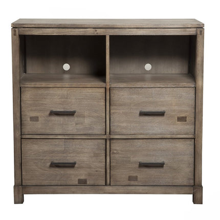 42" Brown Solid Wood Open Shelving TV Stand