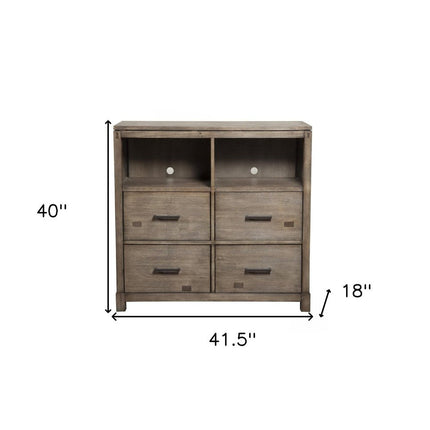 42" Brown Solid Wood Open Shelving TV Stand HomeRoots