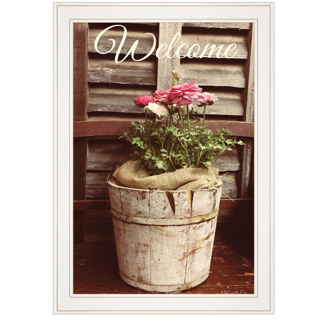 Welcome Roses 1 White Framed Print Wall Art HomeRoots