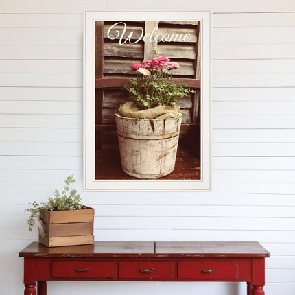 Welcome Roses 1 White Framed Print Wall Art HomeRoots