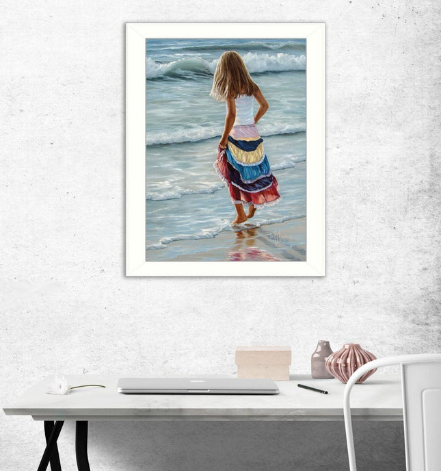 The Striped Skirt White Framed Print Wall Art HomeRoots
