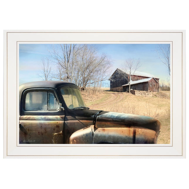 Vintage Farm Trucks 1 White Framed Print Wall Art HomeRoots