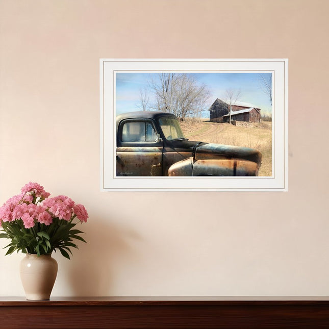 Vintage Farm Trucks 1 White Framed Print Wall Art HomeRoots