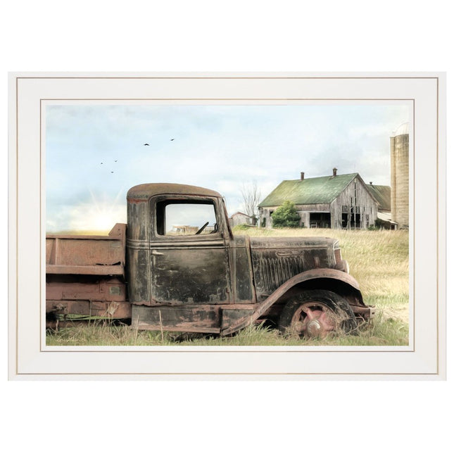 Vintage Farm Trucks I 1 White Framed Print Wall Art HomeRoots
