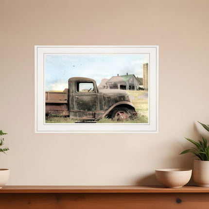 Vintage Farm Trucks I 1 White Framed Print Wall Art HomeRoots
