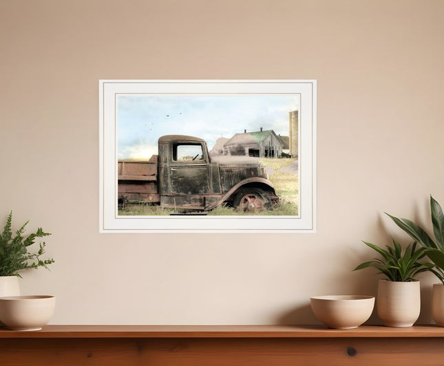 Vintage Farm Trucks I 1 White Framed Print Wall Art HomeRoots