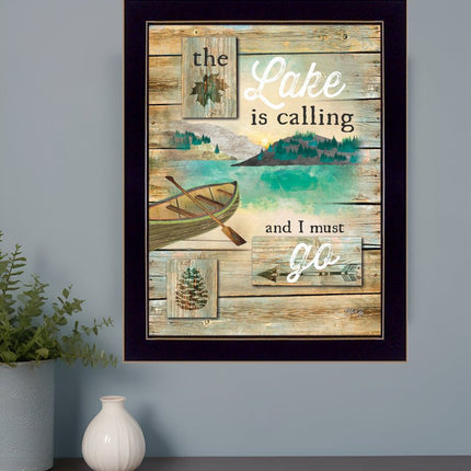 The Lake is Calling 3 Black Framed Print Wall Art HomeRoots