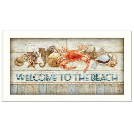 Welcome to the Beach White Framed Print Wall Art HomeRoots