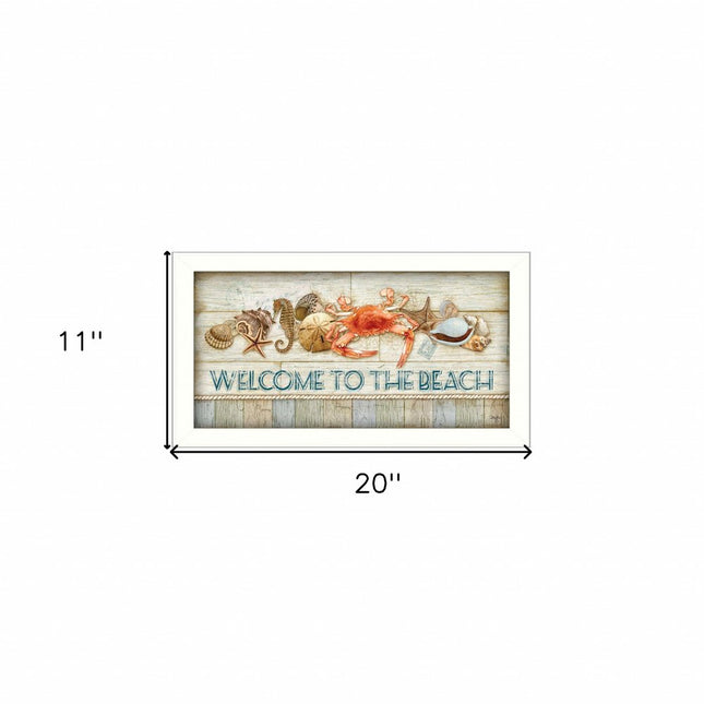 Welcome to the Beach White Framed Print Wall Art HomeRoots