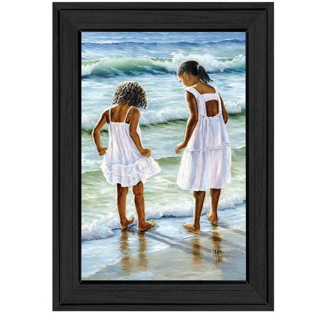 Two Girls at the Beach 3 Black Framed Print Wall Art HomeRoots