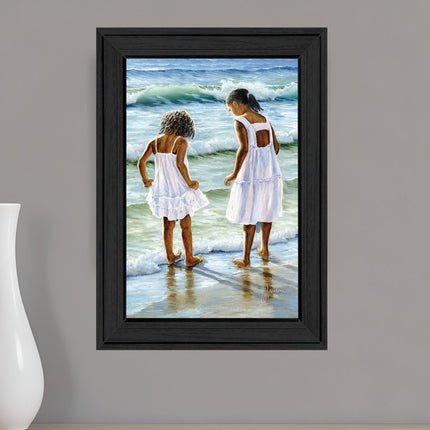 Two Girls at the Beach 3 Black Framed Print Wall Art HomeRoots
