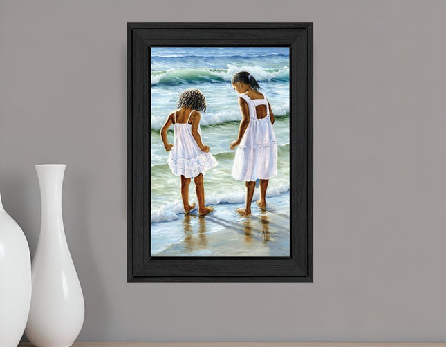 Two Girls at the Beach 3 Black Framed Print Wall Art HomeRoots