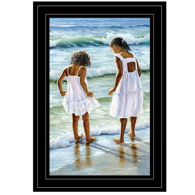 Two Girls at the Beach 4 Black Framed Print Wall Art HomeRoots