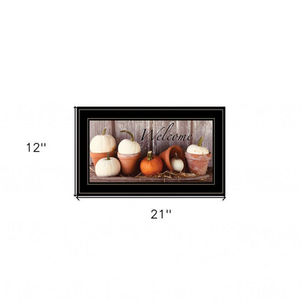 Welcome Pumpkin Shelf 2 Black Framed Print Wall Art HomeRoots