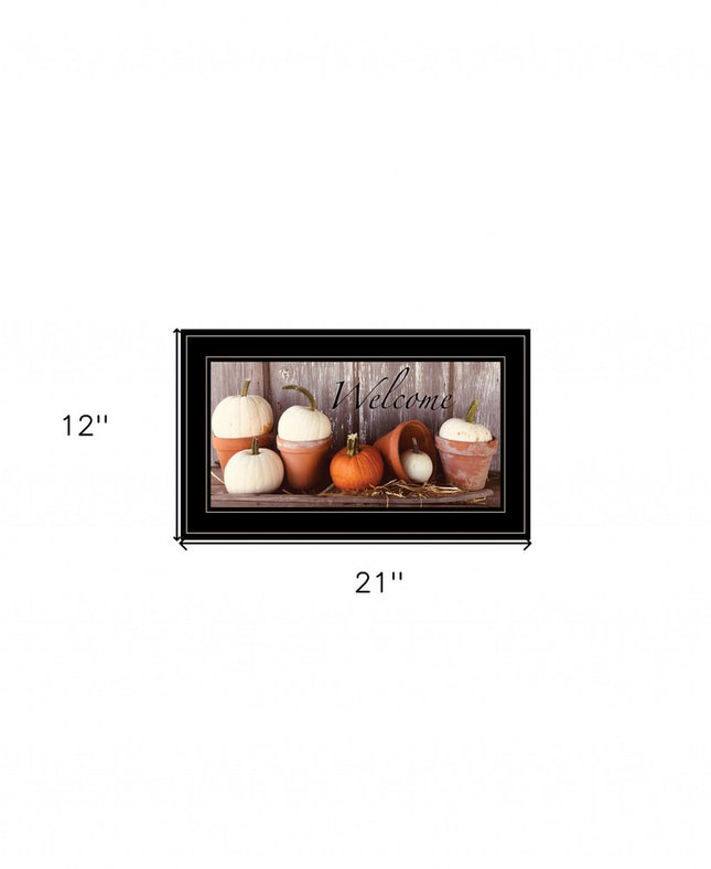 Welcome Pumpkin Shelf 2 Black Framed Print Wall Art HomeRoots