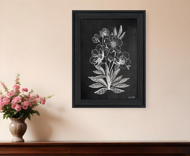 Vintage Chalkboard Flowers Black Framed Print Wall Art HomeRoots