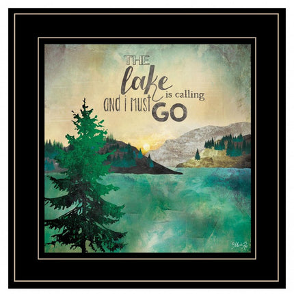 The Lake is Calling 2 Black Framed Print Wall Art HomeRoots