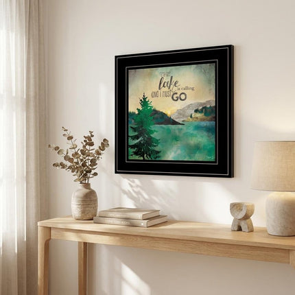 The Lake is Calling 2 Black Framed Print Wall Art HomeRoots