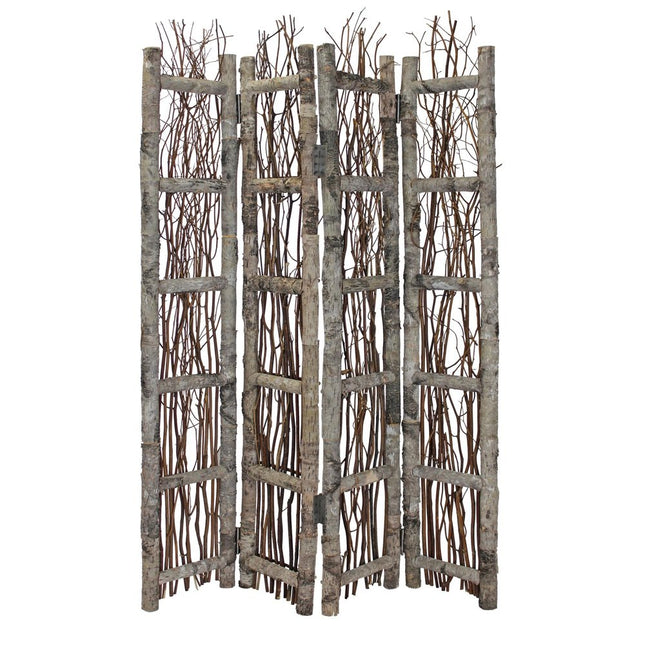 64" Brown Solid Wood Folding Four Panel Screen Room Divider HomeRoots