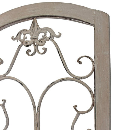 68" Beige Metal And Wood Folding Three Panel Screen Room Divider HomeRoots
