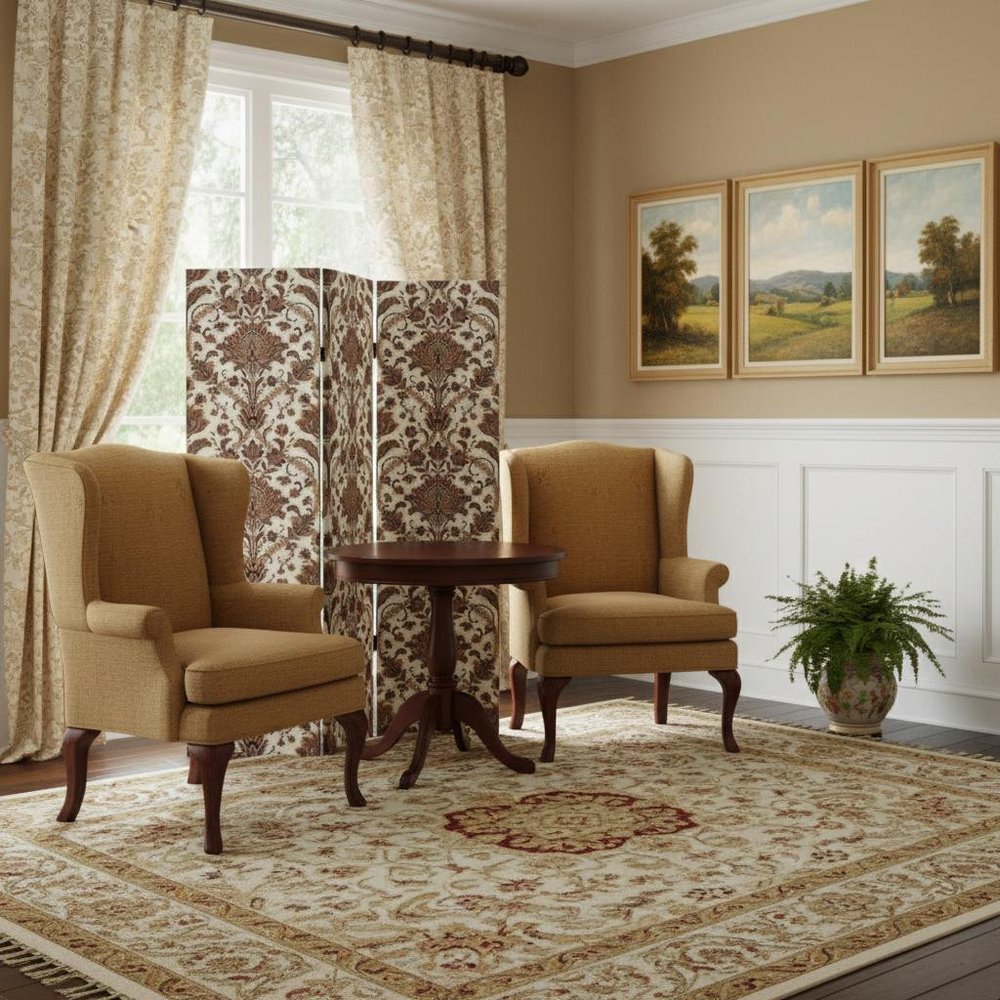 Vintage Green Baroque Three Panel Room Divider Screen