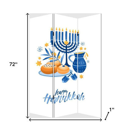72" White Folding Three Panel Screen Room Divider HomeRoots