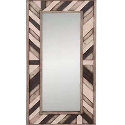 71" Ivory and Gray Wood Framed Leaning Accent Mirror HomeRoots
