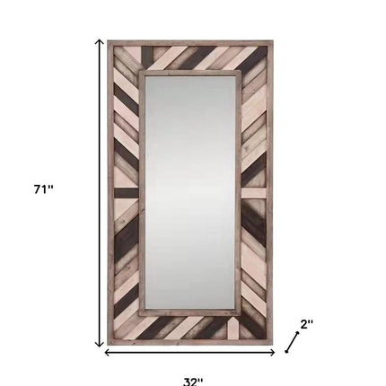 71" Ivory and Gray Wood Framed Leaning Accent Mirror HomeRoots