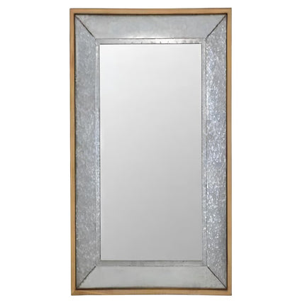 84" Gray And Brown Galvanized Metal and Wood Framed Leaning Accent Mirror HomeRoots