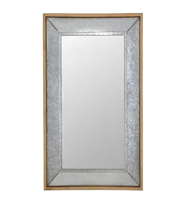 84" Gray And Brown Galvanized Metal and Wood Framed Leaning Accent Mirror HomeRoots