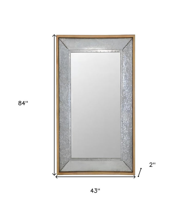 84" Gray And Brown Galvanized Metal and Wood Framed Leaning Accent Mirror HomeRoots