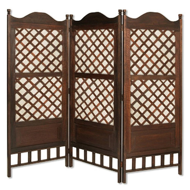 70" Brown Wood Folding Three Panel Screen Room Divider HomeRoots
