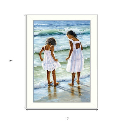 Two Girls at the Beach 1 White Framed Print Wall Art HomeRoots