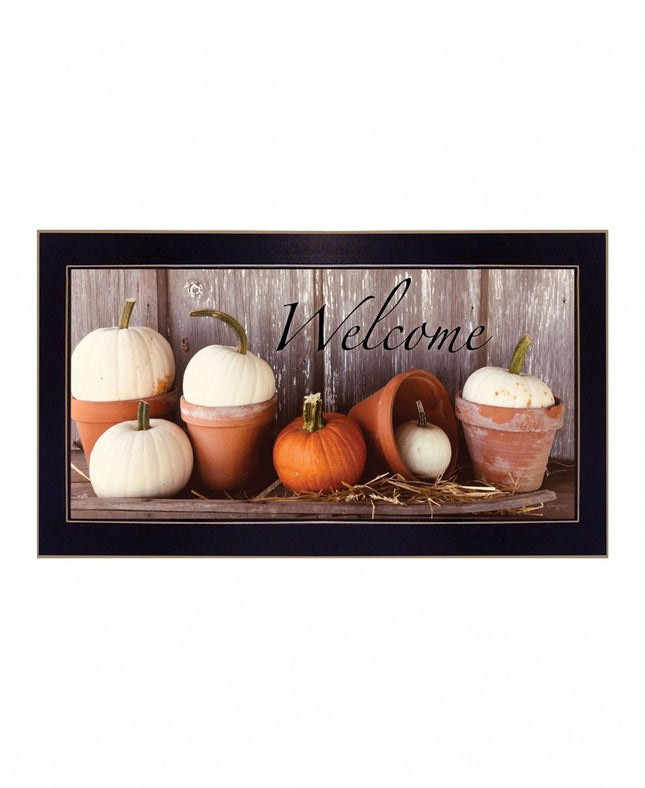 Pumpkins Welcome Sign Black Framed Print Wall Art HomeRoots