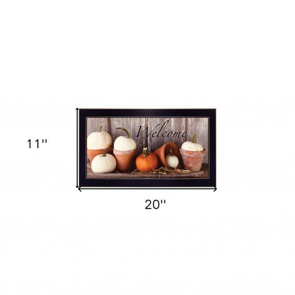 Welcome Pumpkin Shelf 3 Black Framed Print Wall Art HomeRoots