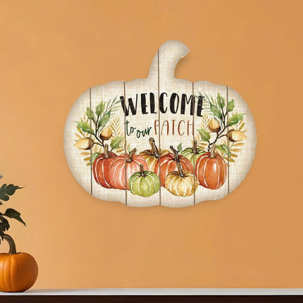 Welcome Pumpkin Wood Plank Wall Art HomeRoots