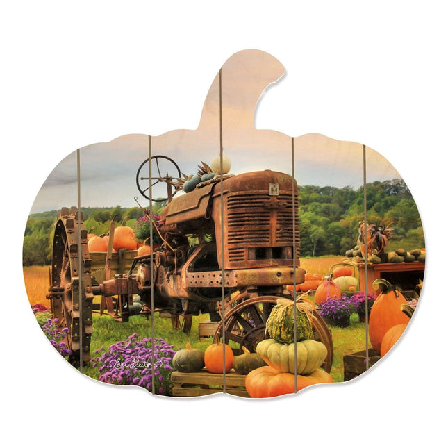15" X 17" Green Orange And Purple Pumpkin, Vegetables Wood Hanging Dimensional Sculpture HomeRoots
